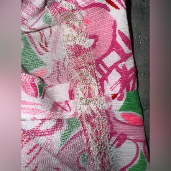 Lilly Pulitzer Alexa Shift Dress Flamingo Pink Green White Lace Size 0 - Picture 11 of 14